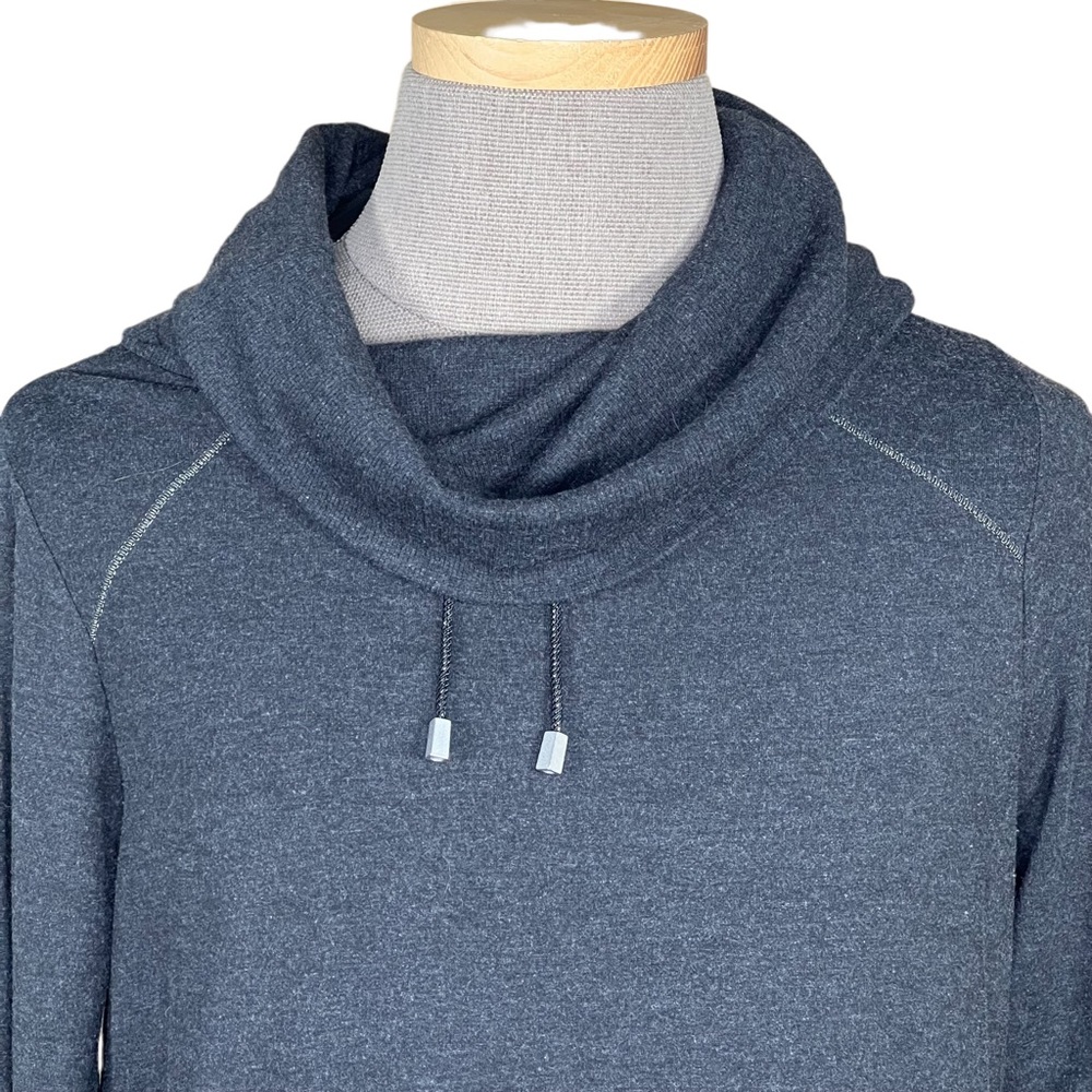 Chico’s Zenergy Charcoal Cowl Neck Tunic With Metallic Silver Trim 2=US1… - Picture 2 of 10
